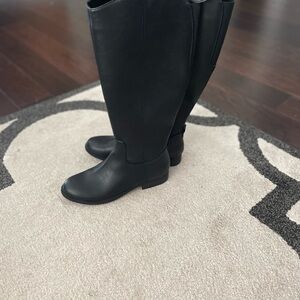 Black Leather Knee-High Boots